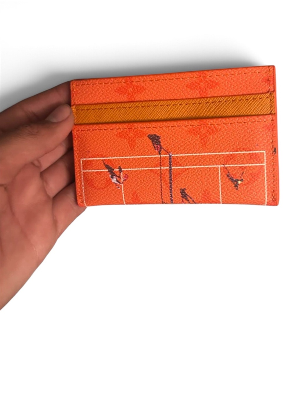 Orange lv card holder unisex tennis print
